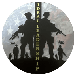 IDEAL LEADERSHIP coin — front, two soldiers back to back